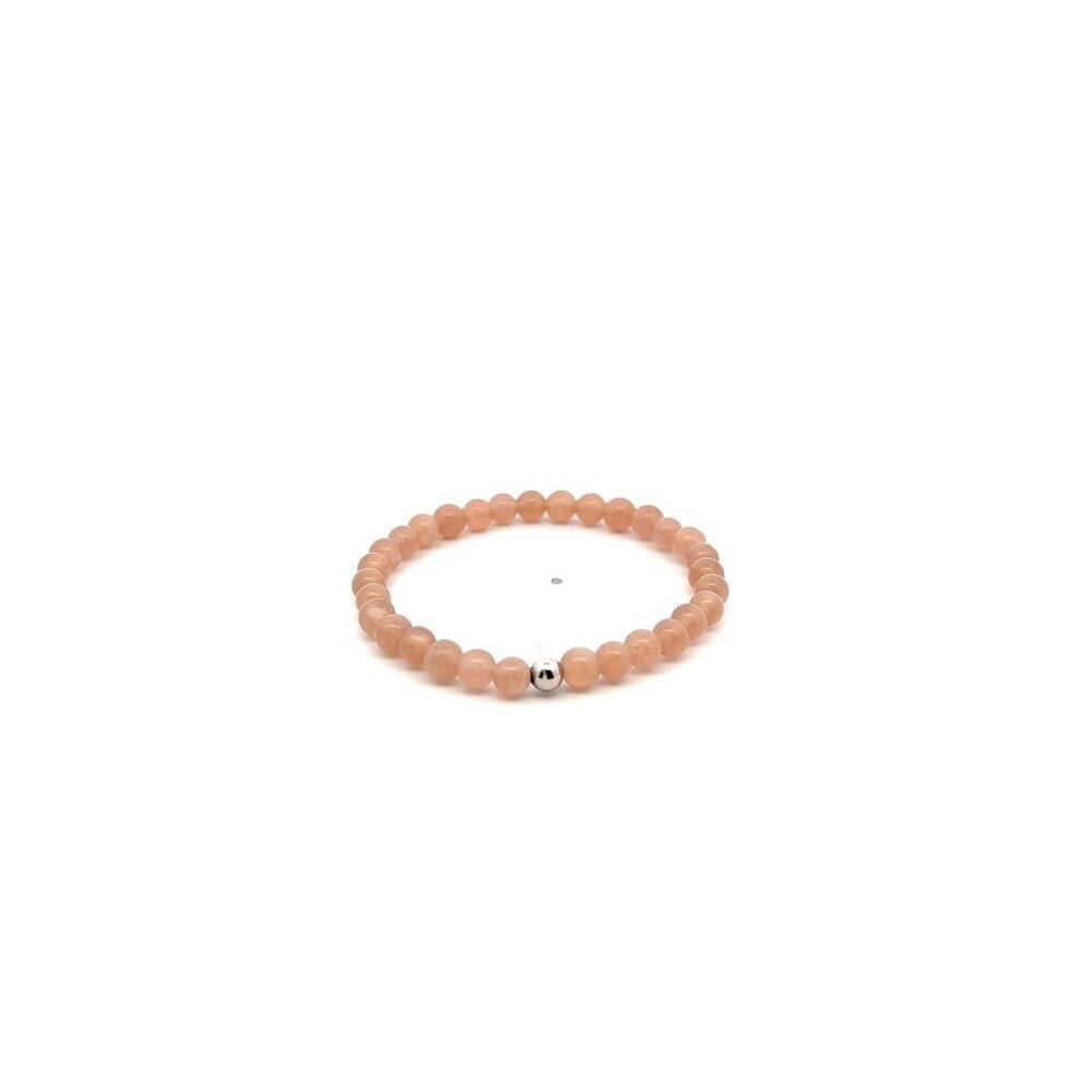 Natural Sunstone Gemstones Mini 4mm 18K White Gold Charm Bead